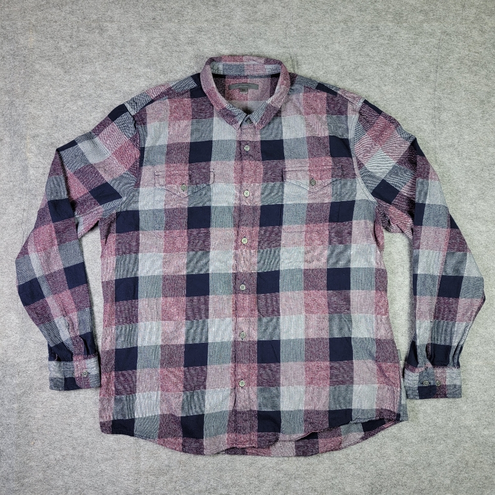 John Varvatos Dale Western Style Flannel Plaid Casual Button Up Shirt  Men's XXL